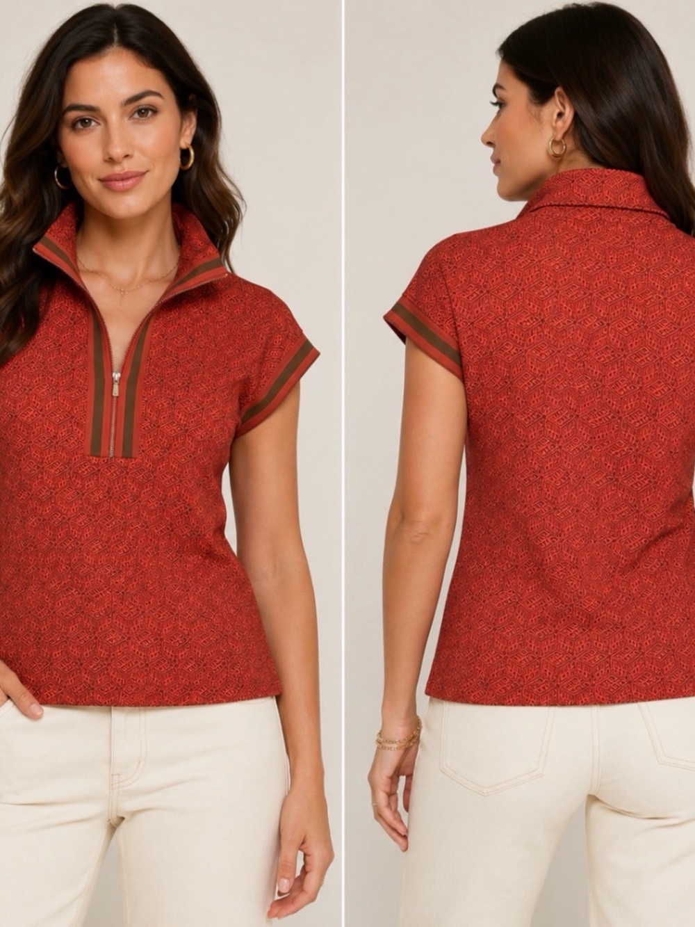 Emily McCarthy Poppy Pullover Geometric Pullover Red XS NWT